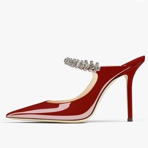 Red Patent Slip on Rhinestones